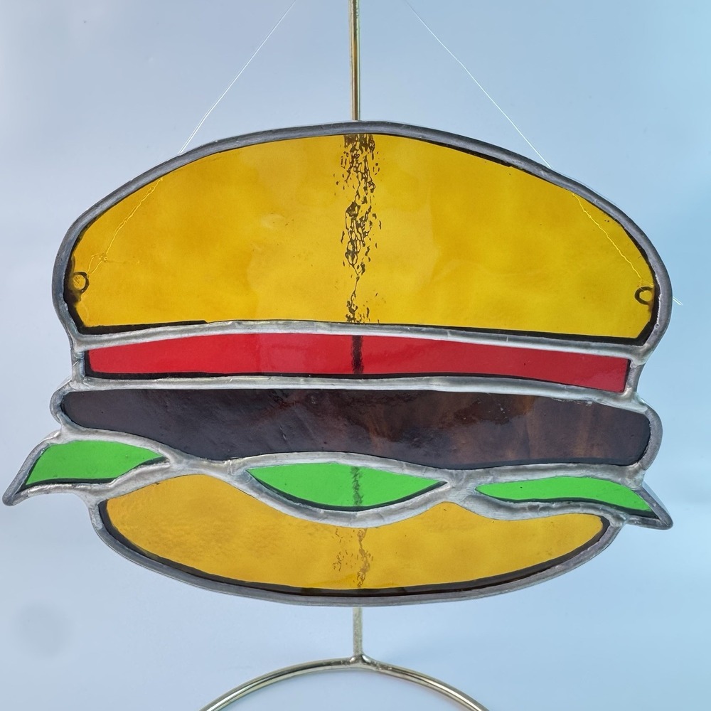 Hamburger Stained Glass Kitchen Decor‎ Restaurant Tomato Lettuce Suncarcher